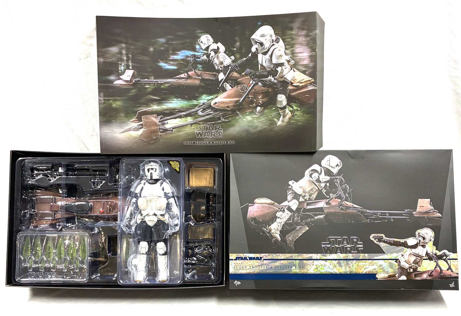 Lot 54 - Hot Toys Star Wars Scout Trooper & Speeder Bike MMS612 1/6th scale figure set MIB