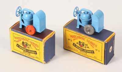 Lot 24 - Matchbox Regular Wheels 2 x 3a Site Mixer - Stannard Code 8 & Code 13 WITH GREY PLASTIC WHEELS
