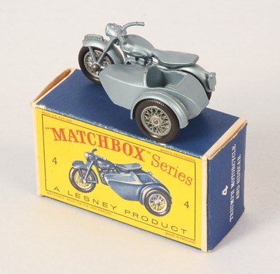 Lot 33 - Matchbox Regular Wheels 4c Triumph T110 Motorcycle & Sidecar Stannard Code 3 + Type D1 Box