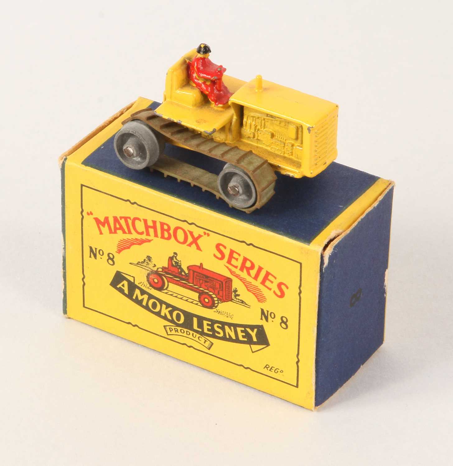 Lot 66 - Matchbox Regular Wheels 8a Caterpillar Tractor - Stannard Code 4 RARE PALE YELLOW WITH RED DRIVER