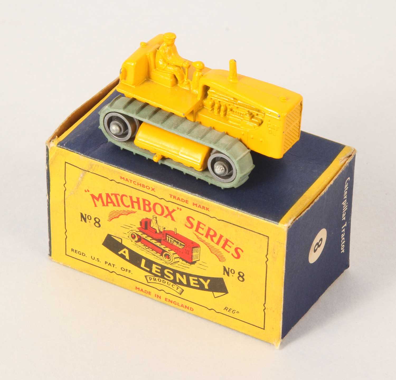 Lot 70 - Matchbox Regular Wheels 8c Caterpillar Tractor Stannard Code 5 WITH RARE SILVER PLASTIC ROLLERS