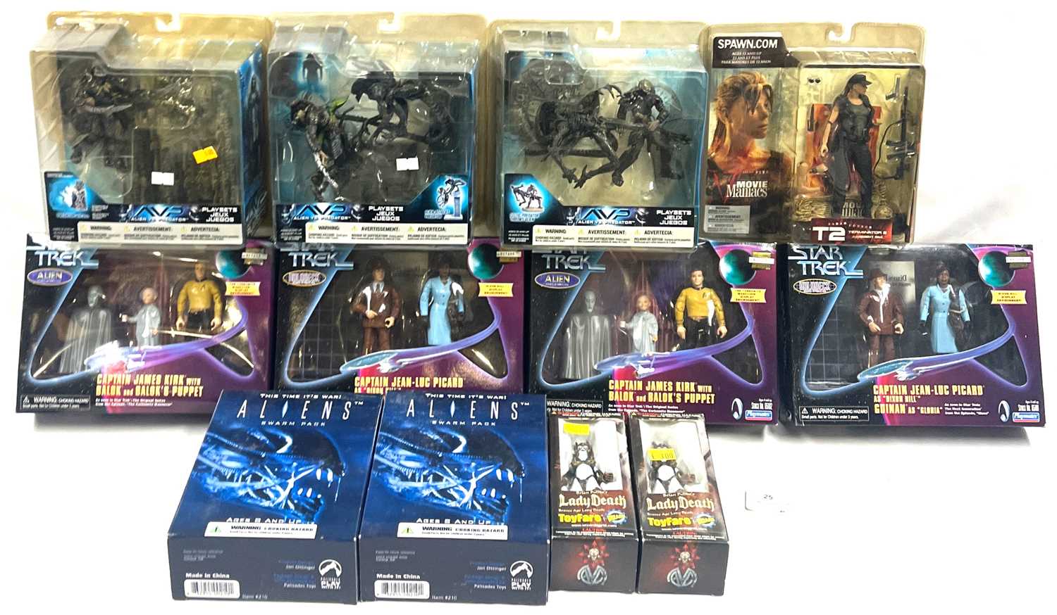 Lot 25 - Selection of McFarlane AVP, Movie Maniacs, Playmates Star Trek figures and others MIP