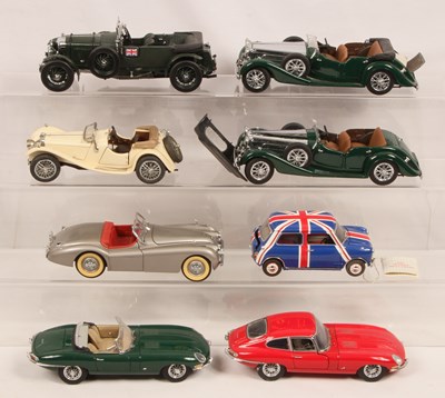 Lot 22 - Franklin & Danbury Mint 1:24th Scale 8x Unboxed British Cars.