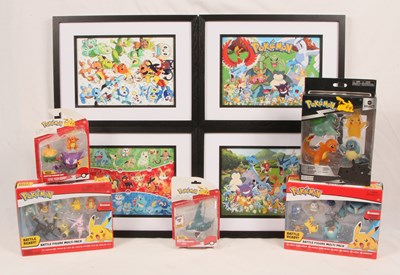 Lot 30 - Pokemon Figure Sets & Framed Artwork.