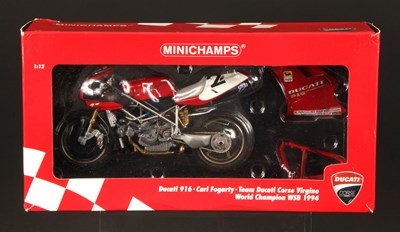 Lot 66 - Minichamps WSB 1:12th Scale 941202 Ducati 916 Carl Fogarty 1994 World Champion