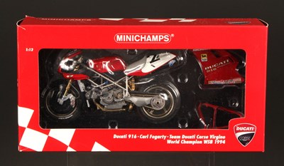 Lot 67 - Minichamps WSB 1:12th Scale 941202 Ducati 916 Carl Fogarty 1994 World Champion
