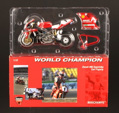 Lot 69 - Minichamps WSB 1:12th Scale 991211 Ducati 996 Carl Fogarty 1999 World Champion