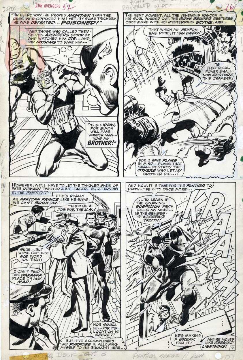 Lot 4 - John Buscema & Vince Colletta – The Avengers #52, Page 16 Original Comic Art (1968)
