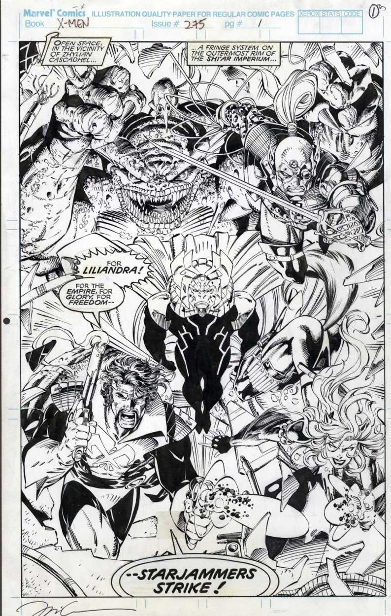 Lot 6 - Jim Lee & Scott Williams – The Uncanny X-Men #275, Page 1 Full-Page Splash Original Comic Art 1991
