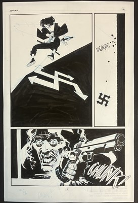 Lot 26 - Frank Miller – 1994 Sin City: The Big Fat Kill #2, Page 7 & The Big Fat Kill, Collected Edition, Back Cover Original Art 2005