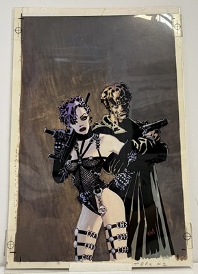 Lot 27 - Lynn Varley – 1994 Sin City: The Big Fat Kill #2 Original Painted Cover Art & Frank Miller Overlay