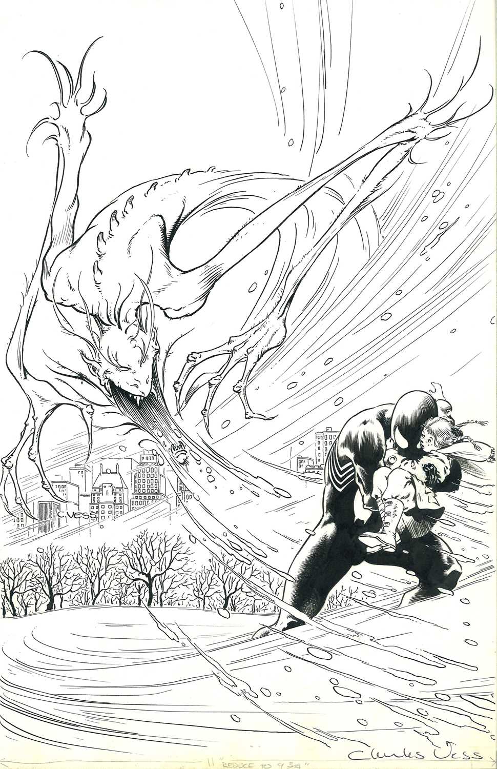 Lot 28 - Charles Vess – The Amazing Spider-Man #277 “Cry of the Wendigo” Black Costume Cover Original Art, 1986