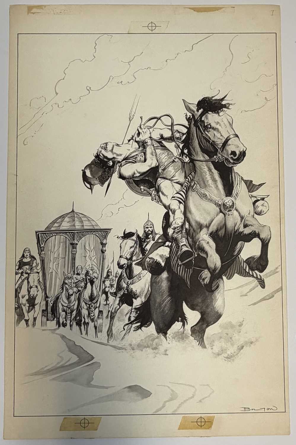 Lot 34 - John Bolton – Epic Illustrated #10 “Marada the She-Wolf” Title Page Original Art, 1982