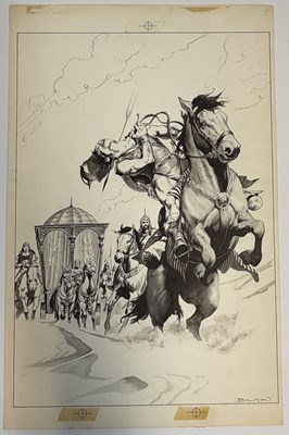 Lot 34 - John Bolton – Epic Illustrated #10 “Marada the She-Wolf” Title Page Original Art, 1982