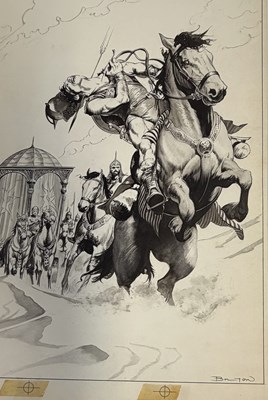 Lot 34 - John Bolton – Epic Illustrated #10 “Marada the She-Wolf” Title Page Original Art, 1982