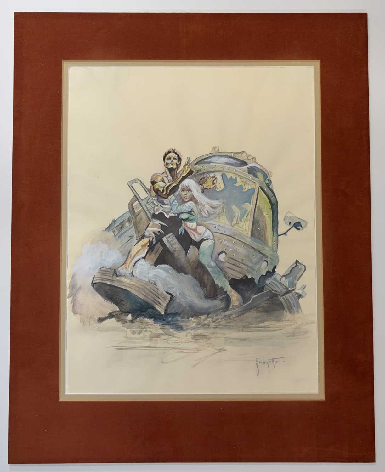 Lot 37 - Frank Frazetta – The Gauntlet Movie Poster Preliminary Painting, 1977