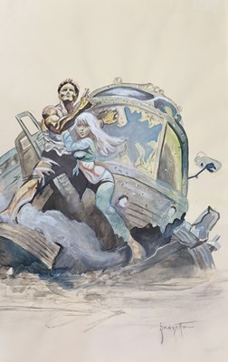 Lot 37 - Frank Frazetta – The Gauntlet Movie Poster Preliminary Painting, 1977