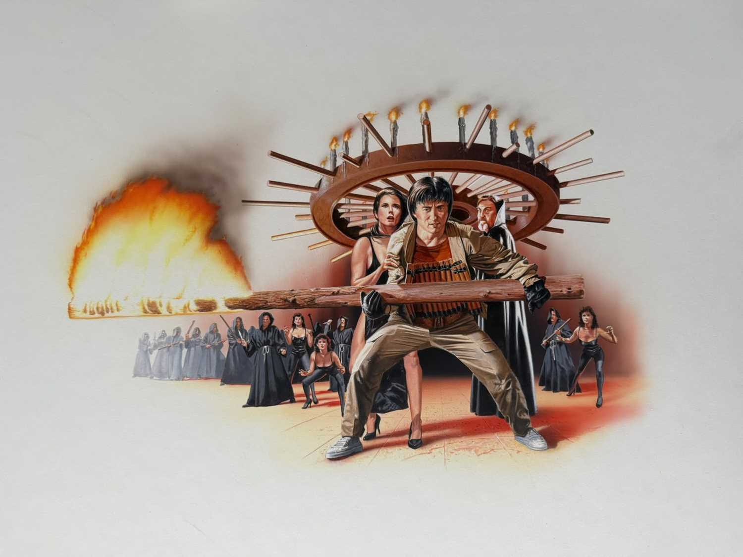 Lot 40 - Fred Gambino – Armour of God Jackie Chan VHS Wraparound Cover Original Art, 1986