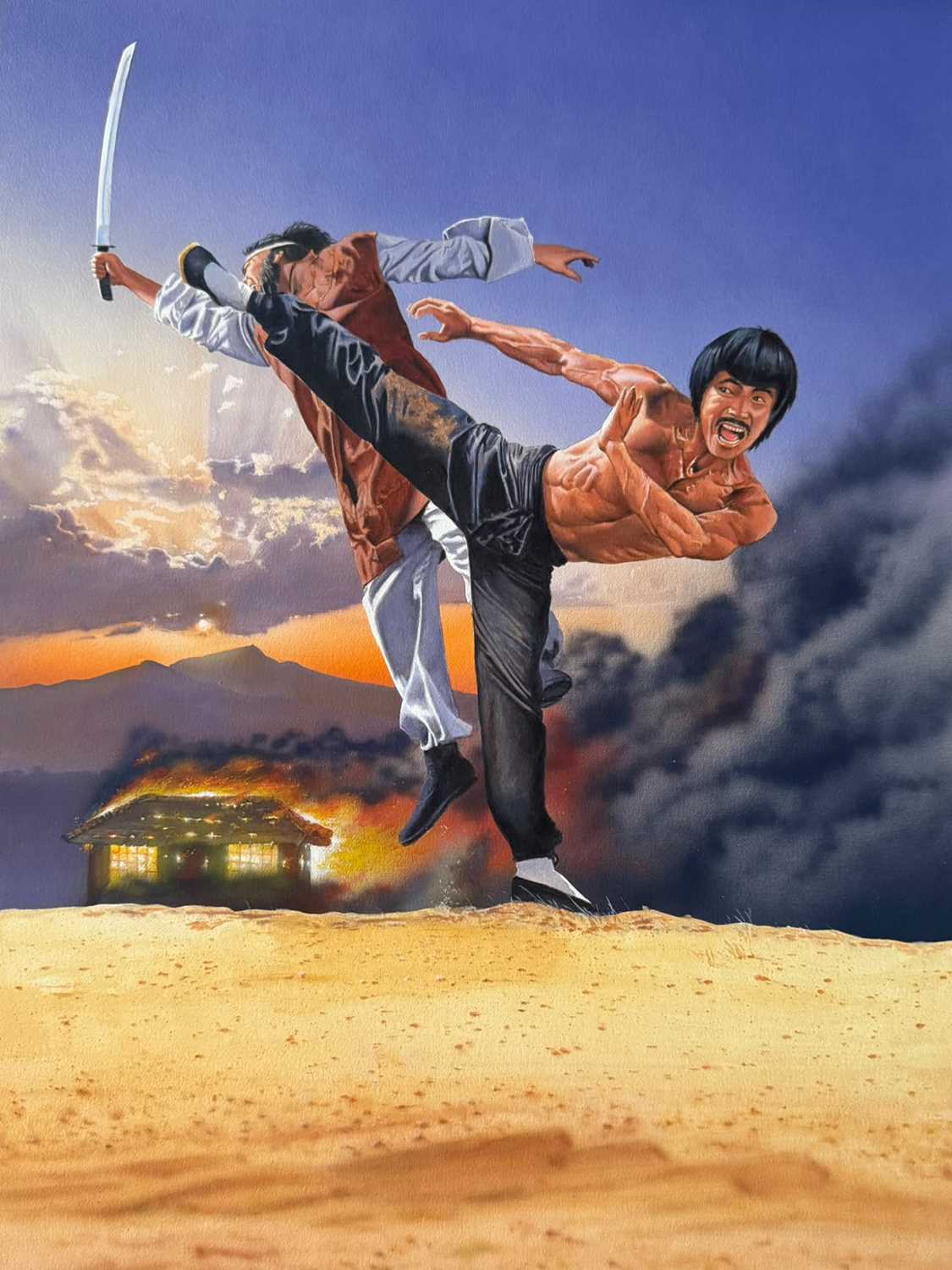 Lot 42 - Fred Gambino – Leopard Fist Ninja VHS & DVD Cover Original Art, c. 1982