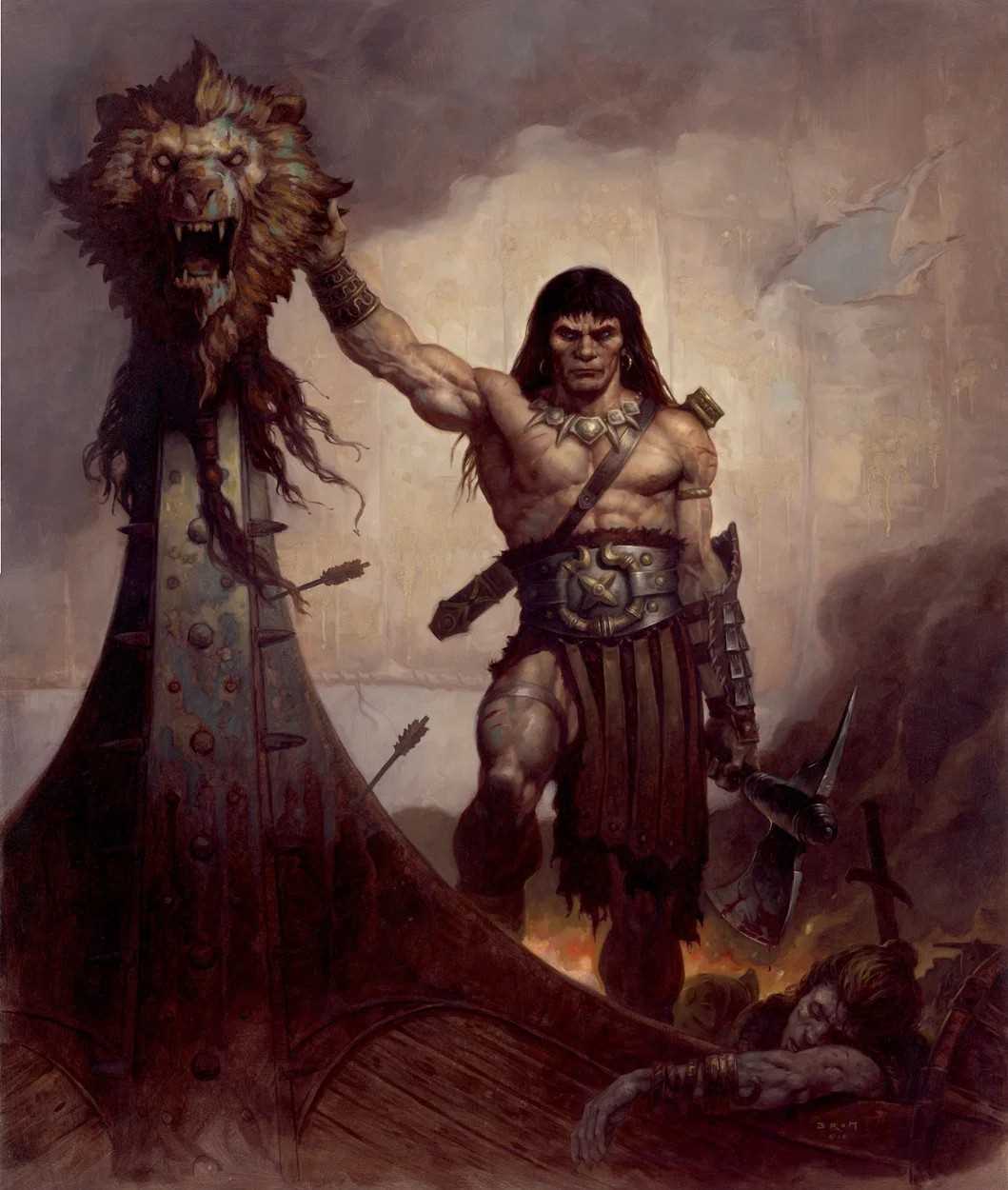 Lot 50 - Gerald Brom – Conan: And Their Memory Was a Bitter Tree, Cover & BROM Guest Box Original Art, 2006