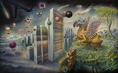Lot 52 - Richard Shenfield – Gryphon Commodore 64 Game Cover Original Art, 1984