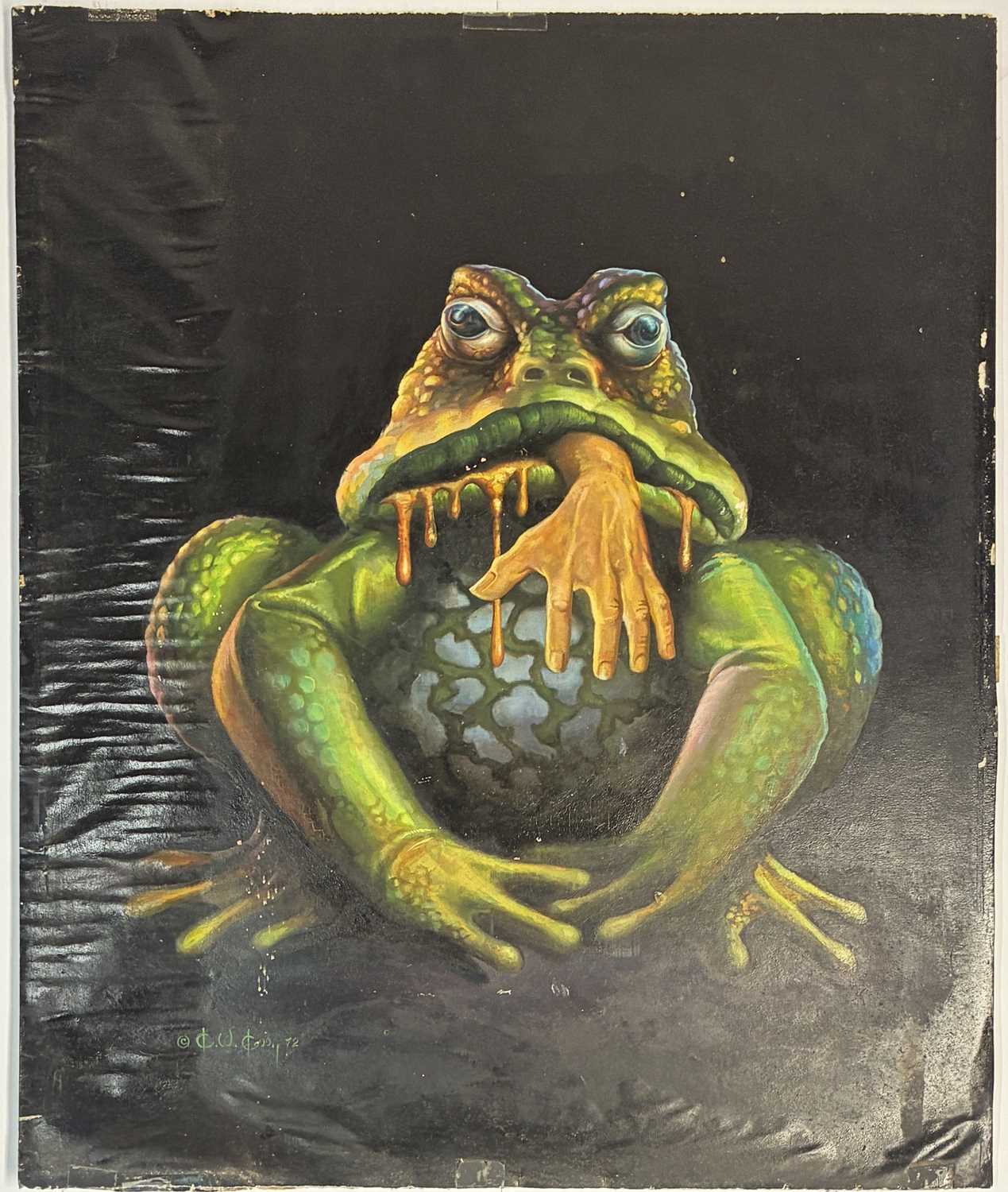 Lot 61 - Ken Kelly – Famous Monsters of Filmland #91 Frogs Cover Original Art, 1972