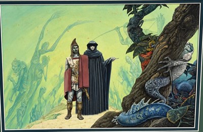 Lot 63 - John Sibbick – Heroes, Gods & Emperors from Roman Mythology Double-Page Illustration Original Art, 1983