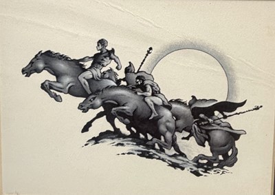 Lot 67 - Stephen Fabian – Korik Bloodguard from Gilden-Fire Original Art, 1981
