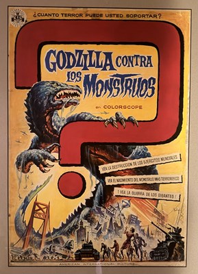 Lot 39 - Josep Soligó – Godzilla Vs Mothra (Contra Los Monstruos) Spanish Movie Poster Original Art, 1967 | Oberon Auctions