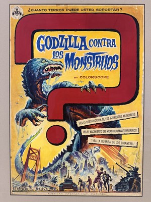 Lot 39 - Josep Soligó – Godzilla Vs Mothra (Contra Los Monstruos) Spanish Movie Poster Original Art, 1967