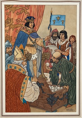 Lot 75 - Charles Folkard – Henry V: The Chest Contained Nothing but Tennis Balls, The Children's Shakespeare Original Illustration, 1911