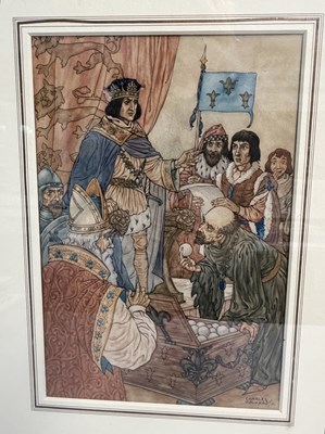 Lot 75 - Charles Folkard – Henry V: The Chest Contained Nothing but Tennis Balls, The Children's Shakespeare Original Illustration, 1911