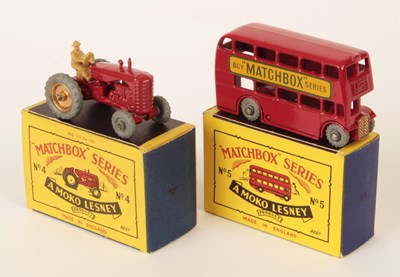 Lot 77 - Matchbox Regular Wheels 4b Massey Harris Tractor & 5b London Bus "Buy Matchbox Series"