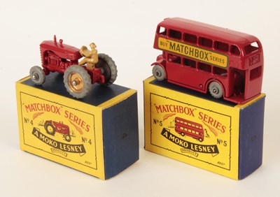 Lot 77 - Matchbox Regular Wheels 4b Massey Harris Tractor & 5b London Bus "Buy Matchbox Series"