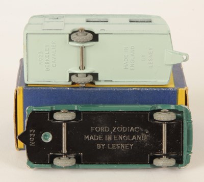 Lot 84 - Matchbox Regular Wheels 33a Ford Zodiac & 23b Berkley Cavalier Caravan.