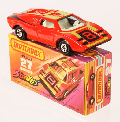 Lot 94 - Matchbox Superfast 27b Lamborghini Countach Streakers Issue RARE WHITE INTERIOR + GLOSS BLACK BASE