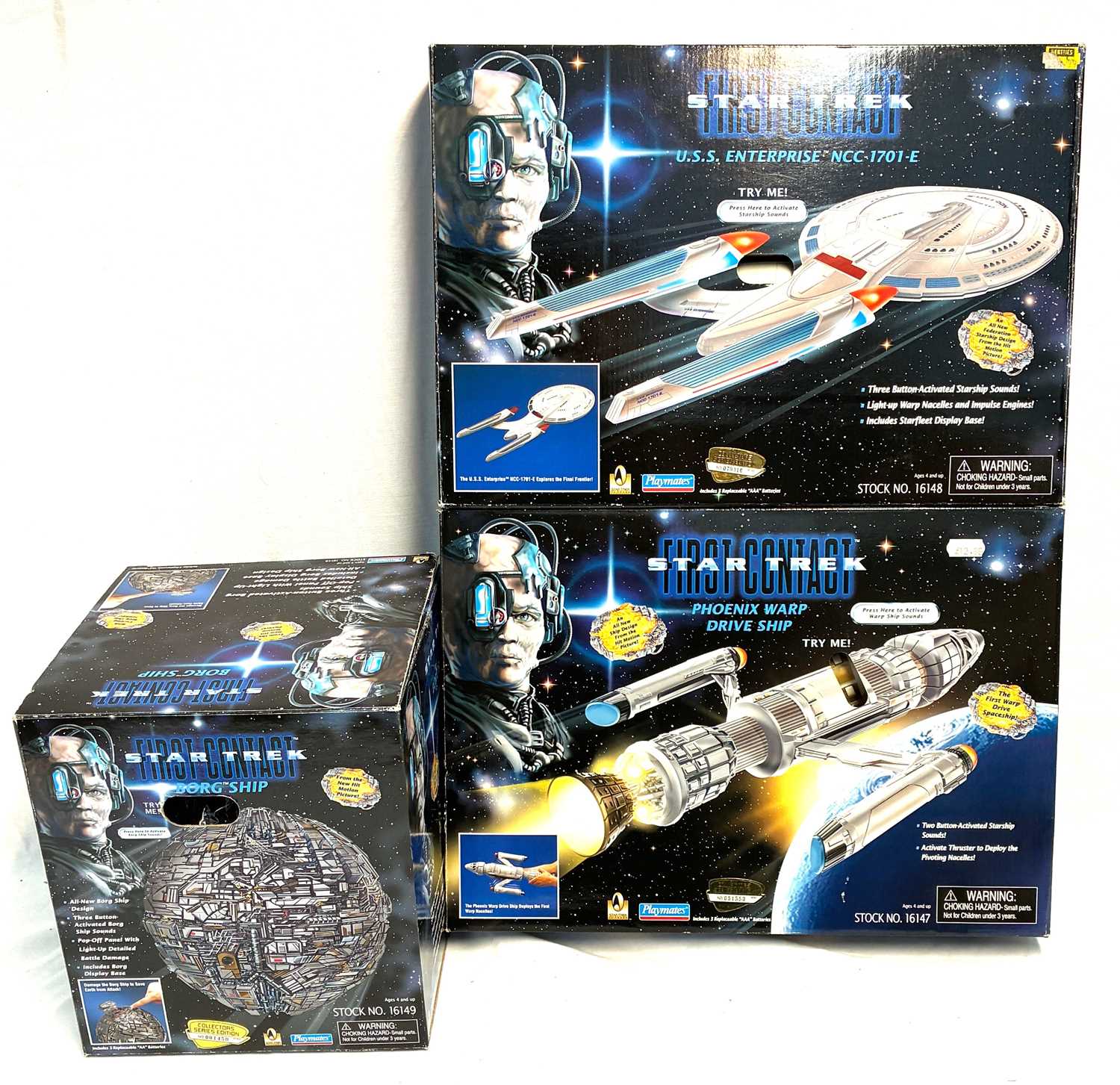 Lot 44 - Playmates Star Trek First Contact Spacecraft x 3 MIB