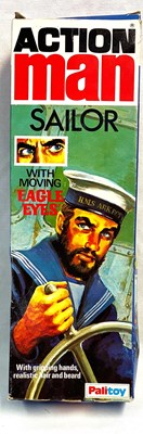 Lot 69 - Palitoy vintage Action Man Sailor (1977) Flock Head brown Hair, Gripping Hands, Eagle Eyes MIB