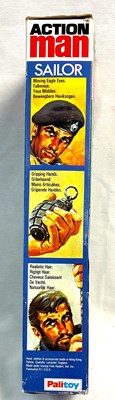 Lot 69 - Palitoy vintage Action Man Sailor (1977) Flock Head brown Hair, Gripping Hands, Eagle Eyes MIB