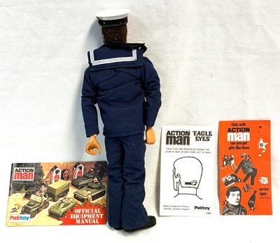 Lot 69 - Palitoy vintage Action Man Sailor (1977) Flock Head brown Hair, Gripping Hands, Eagle Eyes MIB