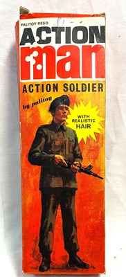 Lot 72 - Palitoy vintage Action Man Action Soldier (1970) Flock Head brown Hair MIB