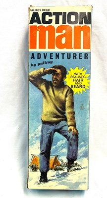 Lot 75 - Palitoy vintage Action Man Aventurer (1970) Flock Head blonde Hair, Dark Trousers MIB