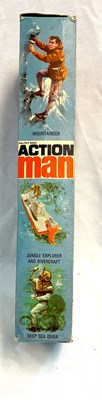 Lot 75 - Palitoy vintage Action Man Aventurer (1970) Flock Head blonde Hair, Dark Trousers MIB