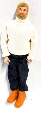 Lot 75 - Palitoy vintage Action Man Aventurer (1970) Flock Head blonde Hair, Dark Trousers MIB