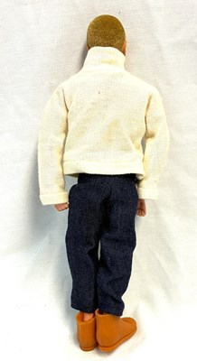 Lot 75 - Palitoy vintage Action Man Aventurer (1970) Flock Head blonde Hair, Dark Trousers MIB