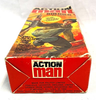 Lot 79 - Palitoy vintage Action Man Soldier (1975) Flock Head blonde Hair, Gripping Hands MIB