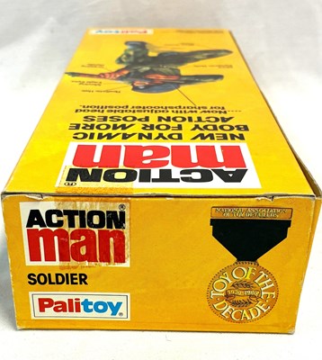 Lot 88 - Palitoy vintage Action Man Soldier (1977) Flock Head blonde Hair, Gripping Hands, Eagle Eyes (light trousers) MIB